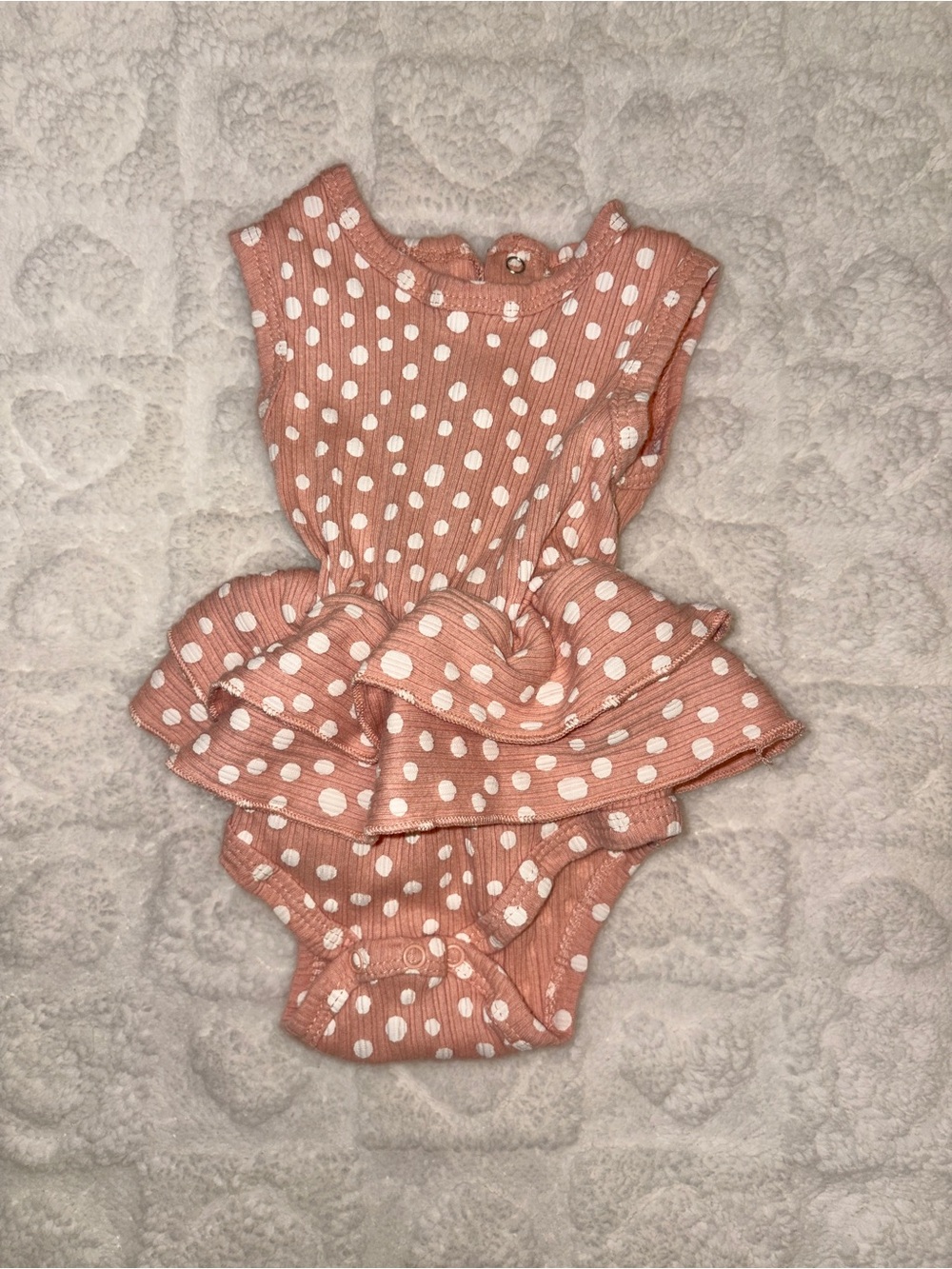 Girls Pink Polka Dot Ruffle One-Piece